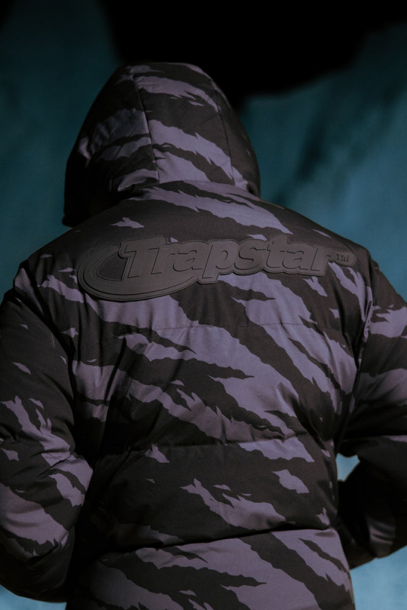 Odzież Wierzchnia Męskie Trapstar Hyperdrive Technical Puffer Szare Camo | 89263-EVMA